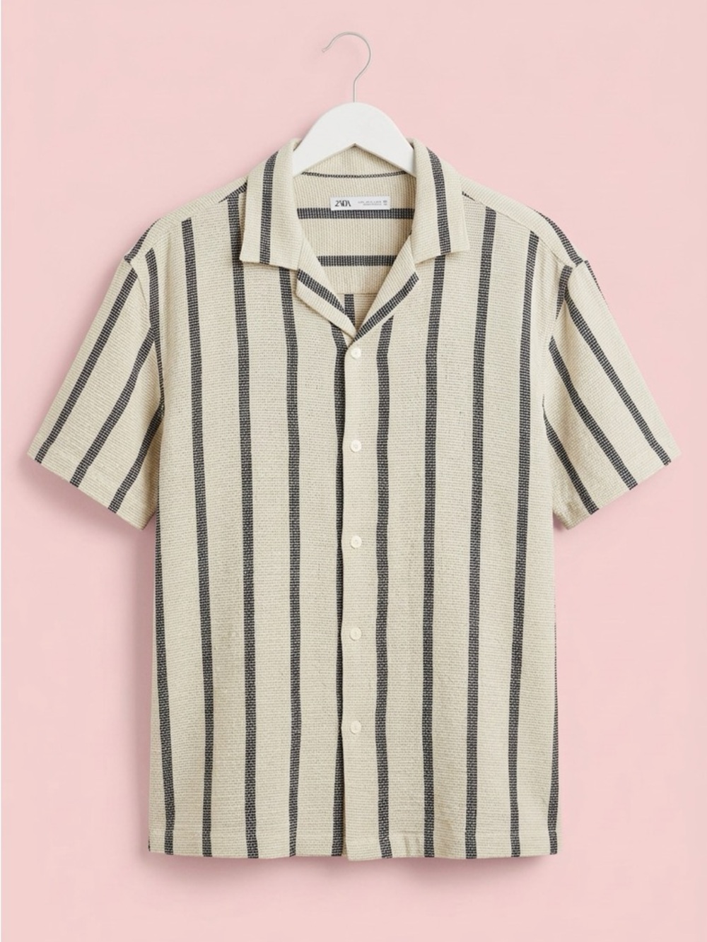 Zara Cream Shirt with Black Vertical Stripes